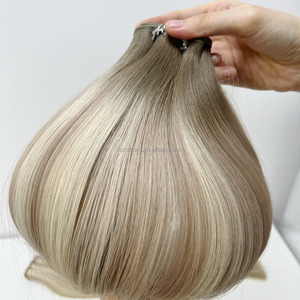 Bán buôn New đôi rút ra Trung Quốc Remy tóc con người dệt 100 gam phẳng sợi ngang Remy Trinh Nữ phần mở rộng tóc con người - Product Image 3