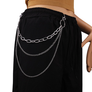 Cadena de cintura de borlas multicapa Yueli, estilo hip hop, de aleación de zinc, para uso diario, con decoración de anillo. - Product Image 1