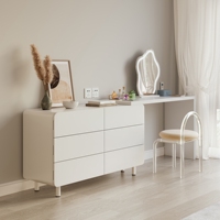 NOVA crème blanc 6 tiroirs commode moderne extensible debout chambre maquillage table de vanité pliant en bois dressing bureau stockage
