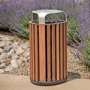 Ngoài Trời Thùng Rác Có Thể Thép Không Gỉ Vỏ Hộp Thành Phố Đường Phố Công Viên Sắp Xếp Thùng Rác Bin Khách Sạn Kim Loại Tái Chế Hộp Bằng Gỗ Chất Thải Bin - Product Image 3