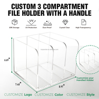 Organisateur de bureau en acrylique transparent de luxe à 3 compartiments pour trier les documents, idéal pour la maison, l'étude, l'école et le bureau (OEM d'usine)
