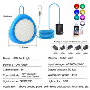 <span class=keywords><strong>20W</strong></span> IP68 không thấm nước 12V thông minh từ dưới nước dẫn đèn hồ bơi cho hồ bơi trên mặt đất với điều khiển ứng dụng - Product Image 3