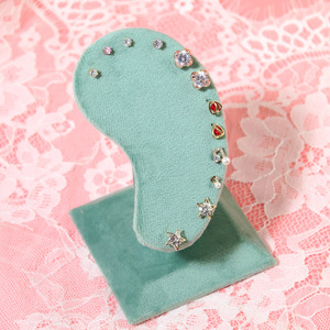 Factory Direct Green Velvet <strong>Earrings</strong> Display Stand Ear Shape Jewelry Storage <strong>Holder</strong> 6 Pairs <strong>Earrings</strong> Stud Storage Display - Product Image 2