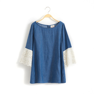 Nouveautés 2017 : Blouse pour fille à col rond avec manches à volants en dentelle - Product Image 3
