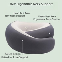 Oreiller de voyage à capuche avec masque pour les yeux et bouchons d'oreilles, design discret pour le soutien du cou, idéal pour dormir en avion et en train