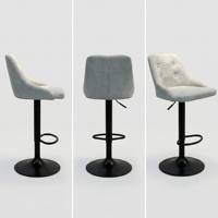 Tabouret de bar moderne au design esthétique commercial, en tissu crème, ergonomique, avec levage libre et repose-pieds stable, pour hôtel et bar à domicile