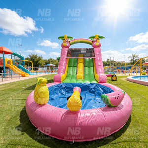 Commercial PVC Inflatable Water Park <b>Slides</b> With Splash Pool Event Rental <b>Slide</b> <b>Small</b> for Kids Inflatable Castle Tropical - Product Image 4