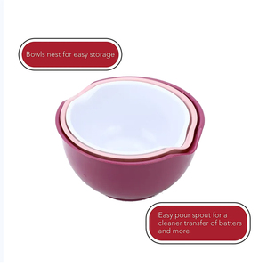 Ensemble universel <span class=keywords><strong>Kitchenaid</strong></span> de 3 bols à mélanger faciles à verser, antidérapants, lavage à la main uniquement, passoires en plastique antidérapantes - Product Image 3