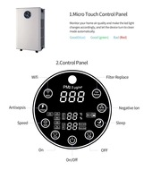 Penjernih Udara Komersial Smart Life untuk Ruang Tamu dengan Filter Hepa UV dan Detektor PM2.5, Dikendalikan Aplikasi, Listrik, Logam, Steker EU