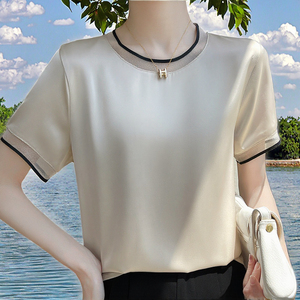 Camisetas de Verano para Mujer, Cuello Redondo, Manga Corta, Color Sólido Informal, Transpirables, de Ajuste Regular, de Secado Rápido - Product Image 2