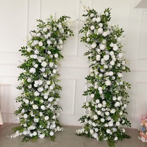 Arco Floral de Rosas Blancas de Seda Artificial, Arreglos de Flores en Forma de Luna, Arco de Flores para Bodas, Decoración de Pascua, Soporte para Flores - Product Image 1