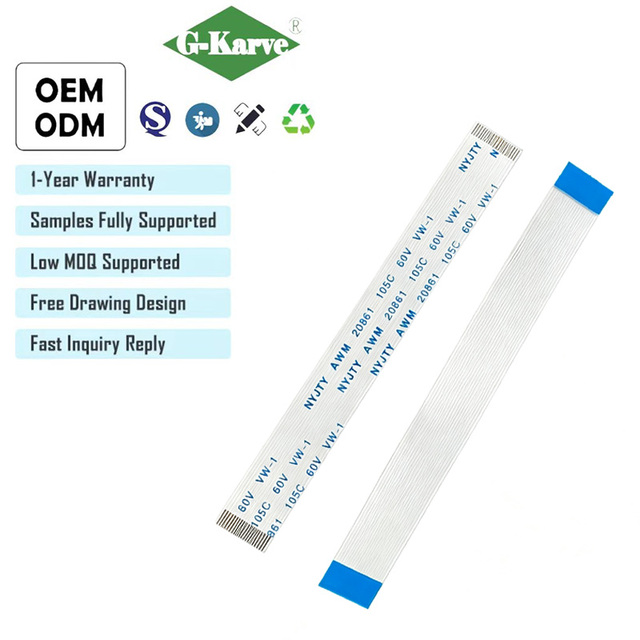 0.5mm Flexible Flat Cable/Flexible Printed Circuit Ribbon Cable, 5cm-50cm Reverse/Forward Direction, 4P 6P 8P 12P 40P-80P
