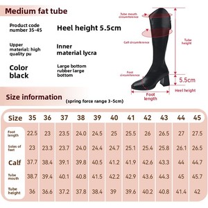 <span class=keywords><strong>Bottes</strong></span> d'équitation pour femmes en cuir PU à talon épais et bout carré, fermeture éclair arrière, talon haut, <span class=keywords><strong>bottes</strong></span> de chevalier, vente en gros d'usine 058-14 - Product Image 4