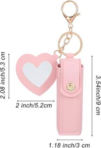 <b>Custom</b> Logo Lipstick Organizer <b>Keychain</b> with Mirror - PU Lipstick Case Holder, Lip Gloss Bag, Lip Balm Pouch - Product Image 2