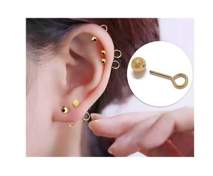 Pendientes de cartílago de acero inoxidable 316L |   Accesorios de Perforación de Bola Redonda con Rosca Externa, Acabado Mate y Pulido, Venta al por Mayor - Product Image 1