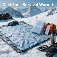 Couverture chauffante activée par l'air, version premium améliorée par rapport à la couverture d'urgence classique en Mylar, 12 panneaux pour la protection contre l'hypothermie en ski