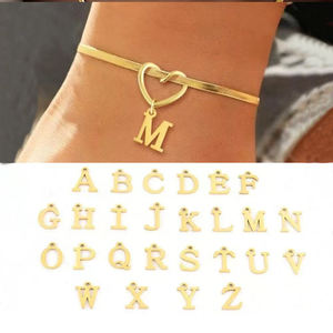 महिलाओं के स्टेनलेस स्टील दिल के आकार 26-अक्षर फ्लैट टखट - Product Image 6