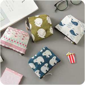 Customized logo Design Canvas Cotton Zipper <b>Small</b> Coin Purse <b>Wallet</b> - Product Image 2