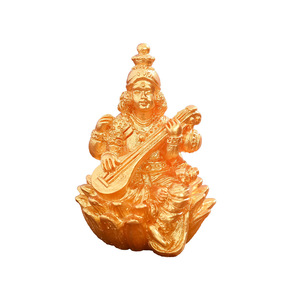 Statue de Bouddha Saraswati en résine, déité assise sur lotus, décoration d'intérieur, artisanat artistique - Product Image 5