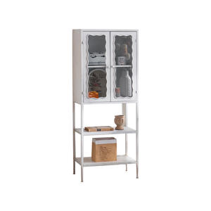 Nordic Style <b>Glass</b> Cabinet <b>With</b> Metal Frame 2 Compartments Storage Display Living Room <b>Sideboard</b> Cabinet A2780 - Product Image 5
