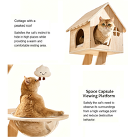 Arbre à chat moderne de luxe en bois avec capsule spatiale, multi-niveaux, style nordique minimaliste, OEM/ODM