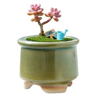 Vente directe usine – Pot de fleurs de bureau petit format pour plantes succulentes vert glace, respirant, résistant à la déformation, design épuré, style frais
