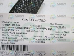 Producto Nuevo y Original de la Marca PLC Edward Inc Globe para Vlv de 3/4" 1612335 Nsnp, Producto PLC Nuevo y Original - Product Image 2