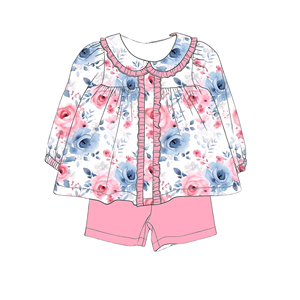 Completo Set <span class=keywords><strong>Abbigliamento</strong></span> Moda <span class=keywords><strong>Bambina</strong></span> Personalizzato con Stampa, Nuovo Design, Body a Maniche Lunghe in Seta Latte, Vendita Calda - Product Image 2