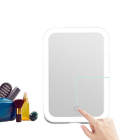 Miroir de maquillage de bureau personnalisé avec éclairage LED, écran tactile trois couleurs, rechargeable par USB, portable, pliable, finition argentée
