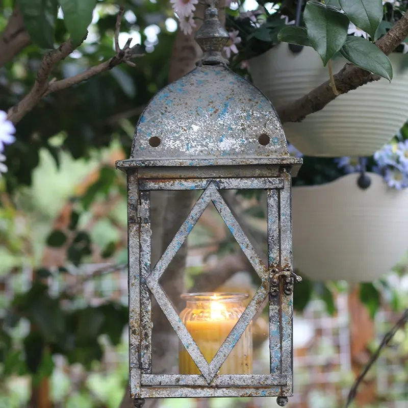 Handmade Rustic Metal Classical Outdoor And Indoor Lantern For Home Garden Decor Candle Holder With Handle