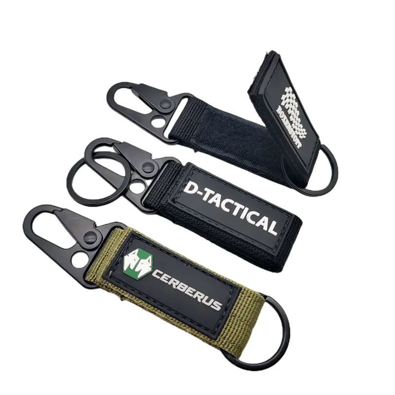 Hot Sale Tactical Gear Clip Carabiner Keychains Key Holder Olecranon Key Chain Multi-functional Nylon Webbing Strap Keychain