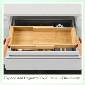 Cross-border wooden pull-out <b>drawer</b> <b>storage</b> <b>box</b> kitchen countertop knife, fork and spoon <b>storage</b> display rack - Product Image 4