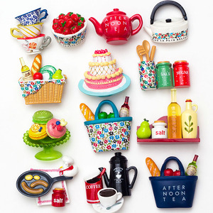 Autocollant magnétique 3D en résine, thème repas de thé de l'après-midi de dessins animés créatifs, format moyen, pour aimants de réfrigérateur de commerce extérieur - Product Image 2