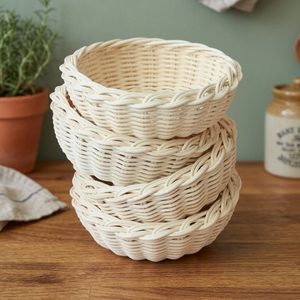 Wicker Storage Baskets Natural Color Round Weaved Basket For Organizing Home Decor - Product Image 4