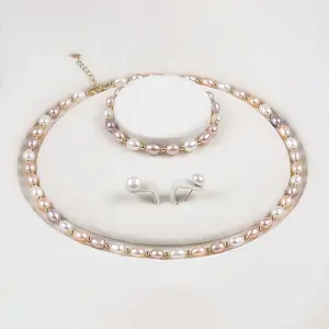 New Design Ladies Fashion Jewelry Set Natural Baroque Pearls Necklace Jewelry Set