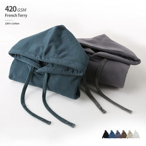 Sudadera con Capucha Unisex de Alta Calidad, Felpa Francesa, 420 GSM, 100% Algodón, Hombros Caídos, Impresión Personalizada OEM - Product Image 1