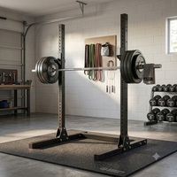 DW SPORTS Half-rack réglable robuste à double poteau avec barre de traction pour la musculation à domicile