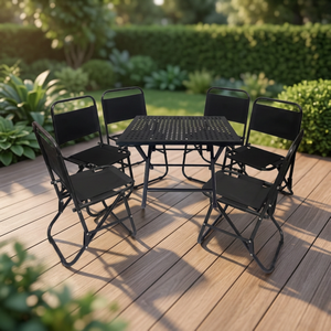 OEM/ODM Ensemble table et chaises pliantes en acier inoxydable de qualité supérieure avec toile en tissu - Product Image 3