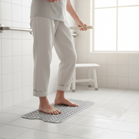 Tapis de bain OEM d'usine, lavables en machine, avec trous de drainage et ventouses pour sol de salle de bain, pour personnes âgées
