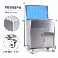Chariot de réanimation d'urgence entièrement fermé en acier inoxydable avec armoire de rangement, tiroirs, portes et roulettes silencieuses