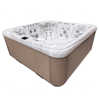 Bain à remous autoportant moderne VIRLUX pour 5 adultes avec 2 chaises longues, baignoires et portes – Conception extérieure adaptée aux personnes âgées