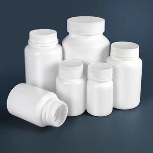 Botellas de Plástico Blancas Mingxu de 30g 50g 100g con Boca Ancha para Dispensar Polvo Farmacéutico y Cápsulas con Tapas - Product Image 1