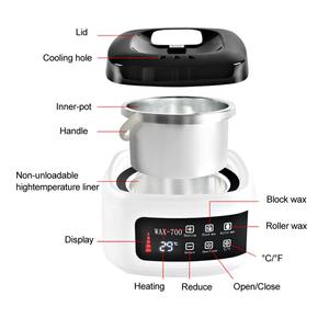 Chauffe-<span class=keywords><strong>cire</strong></span> électronique portable et <span class=keywords><strong>appareil</strong></span> d'épilation |   <span class=keywords><strong>Appareil</strong></span> de beauté domestique de 500 cc avec alimentation secteur pour le corps et le visage - Product Image 6