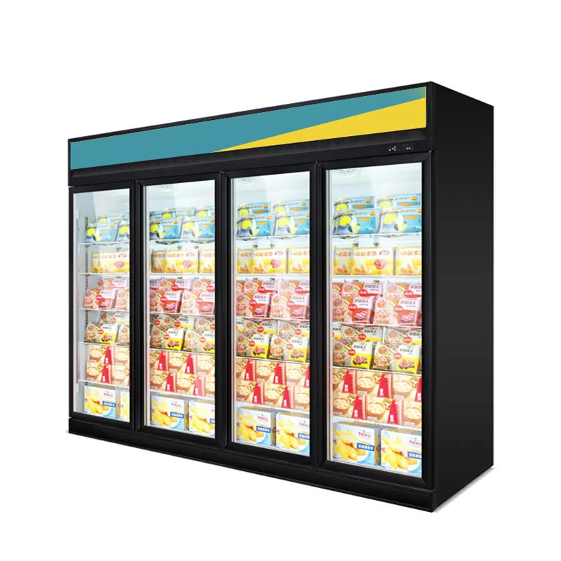 Congelador de refrigerador comercial de exibição vertical da porta de vidro para superfície