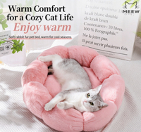 Coussin douillet pour animaux de compagnie, lit rond en peluche pour chien et chat, coussin moelleux d'hiver, nid douillet d'intérieur pour chats et chiens