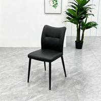 Chaise de salle à manger avec pieds en métal noir, revêtement en cuir à motif griffe de chat multicolore, pièce latérale rembourrée pour salle à manger, cuisine, intérieur de la maison