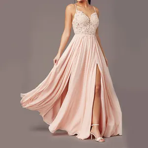 Personnalisé Élégant Longue Maxi Rose Gonflé Sans Manches Femmes robe De Soirée Bal De Bal Robes De Sirène