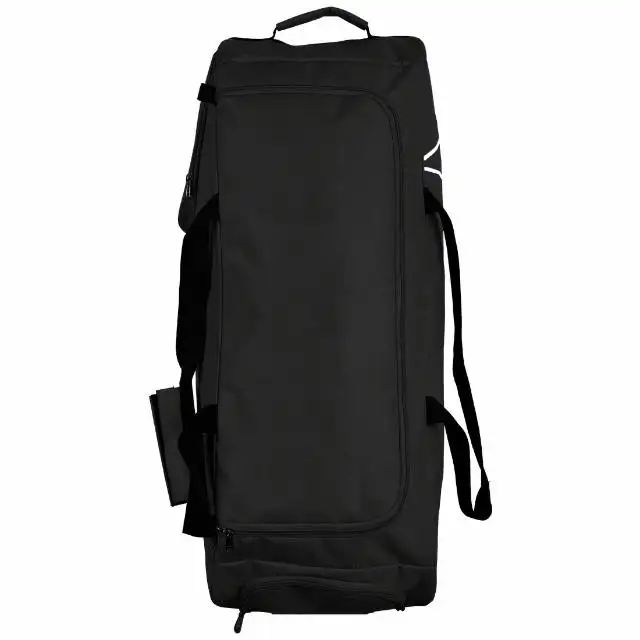 Schwergewicht tragbar mit Rädern Fitnessstudio Reisen Cricket-Satz Tasche hochwertige einfarbige schwarze Farbe Sport Cricket-Sätze Taschen