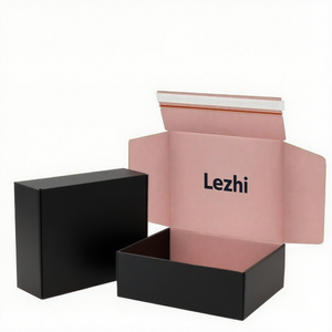 Boîtes en papier rose personnalisées pour l'emballage, l'expédition, boîte à courrier ondulée avec fermeture éclair, emballage avec logo imprimé personnalisé - Product Image 4