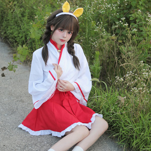 Japanese Style Little <b>Witch</b> Cosplay Costume Red Kimono Lolita Anime Role Play Dress Summer 2023 Polyester Fabric - Product Image 2